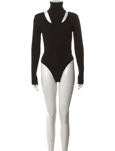 Pre-owned Beaufille Turtleneck Long Sleeve Bodysuit In Black