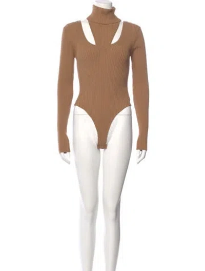 Pre-owned Beaufille Turtleneck Long Sleeve Bodysuit In Brown