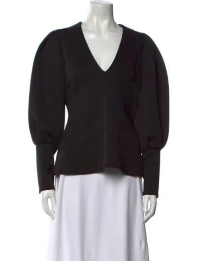 Pre-owned Beaufille V-neck Long Sleeve Blouse In Black
