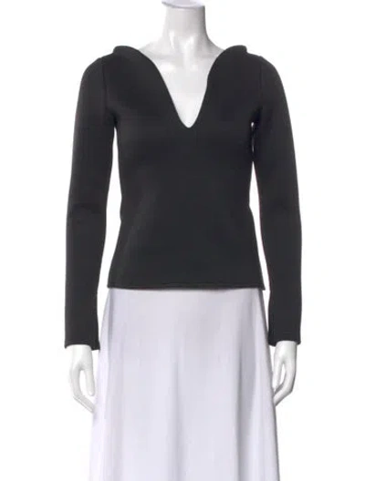 Pre-owned Beaufille V-neck Long Sleeve Top In Gray