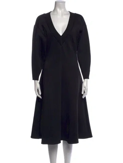 Pre-owned Beaufille V-neck Midi Length Dress In Black