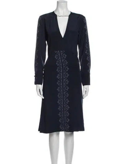 Pre-owned Beaufille V-neck Midi Length Dress In Blue