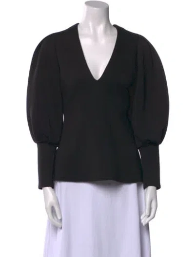 Pre-owned Beaufille V-neck Three-quarter Sleeve Blouse In Black