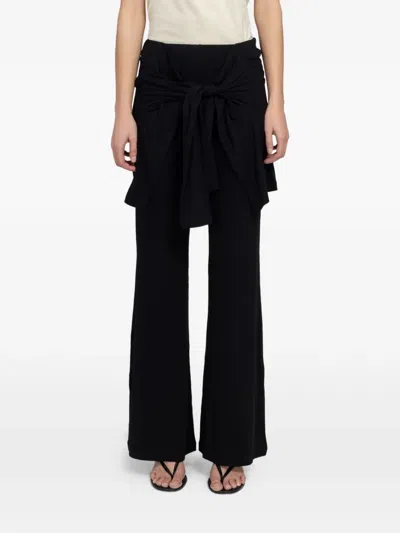 Beaufille Waist-tie Flared Trousers In Black