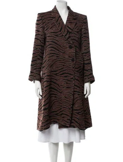 Pre-owned Beaufille Wool Animal Print Coat In Brown
