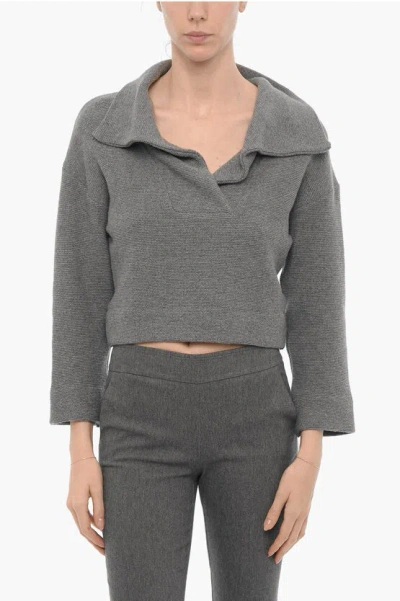 Beaufille Wool Blend Botero Sweater With Polo Neck In Grey