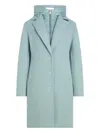 Beaumont & Fletcher Button Hooded Coat In Blue