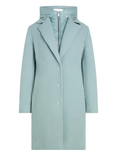 Beaumont & Fletcher Button Hooded Coat In Blue