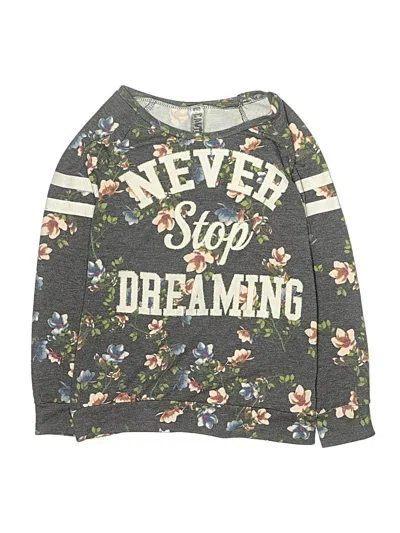 Pre-owned Beautees Kids' Long Sleeve Top Gray Crew Neck Tops