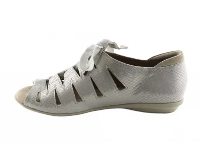 Beautifeel Women's Edyta Sandal In Silver Snake Print Suede In Gray