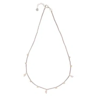 Beautiful Story Aware Rose Quartz Silver Necklace In Gray