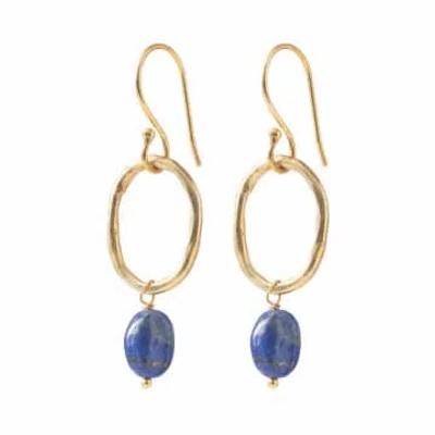 Beautiful Story Graceful Lapis Lazuli Gold Earrings