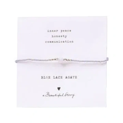Beautiful Story Iris Card Blue Lace Agate Silver Bracelet