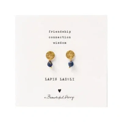 Beautiful Story Mini Coin Lapis Lazuli Gold Earrings