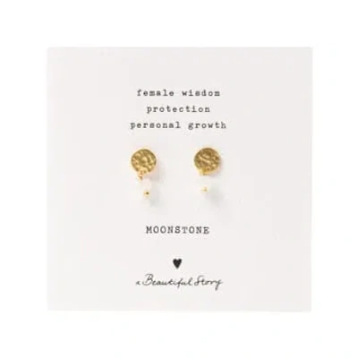 Beautiful Story Mini Coin Moonstone Gold Earrings
