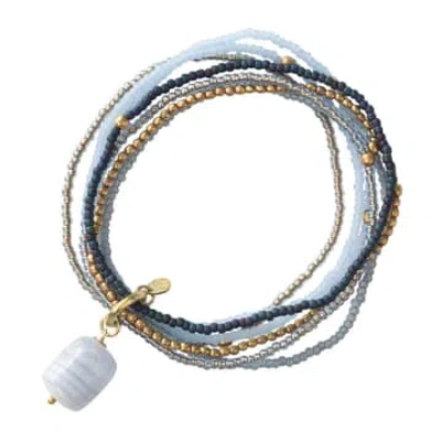 Beautiful Story Nirmala Blue Lace Agate Gold Bracelet