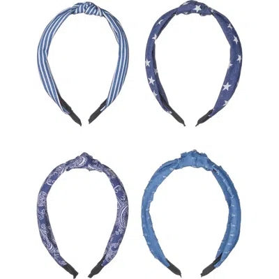 Beautifully You Kids' 4-pack Denim Headbands In Blue Multi
