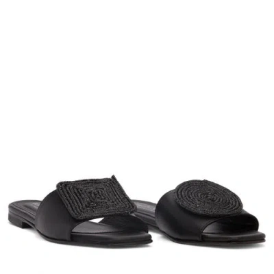 Beautiisoles Adeline Flat Sandal In Black