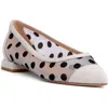 Beautiisoles Blake Pointed Cap Toe Flat In Off White