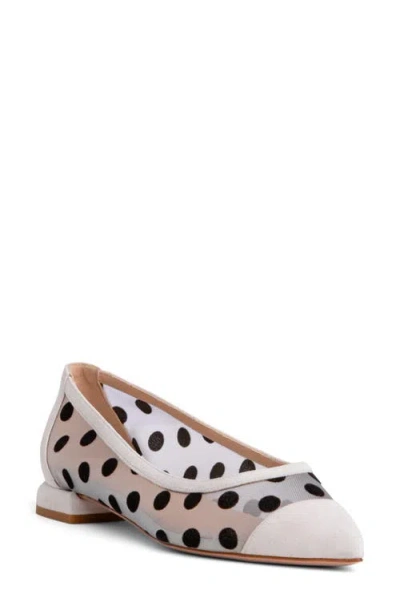 Beautiisoles Blake Pointed Cap Toe Flat In White