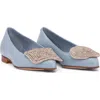 Beautiisoles Bonnie Pointed Toe Ballet Flat In Sky Blue