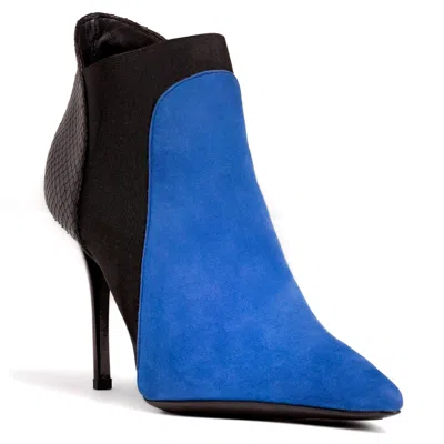 Beautiisoles By Robyn Shreiber Made In Italy Women's Abby Blue Suede Comfortable Sexy Heel Work Evening Leather Bootie