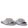 Beautiisoles By Robyn Shreiber Made In Italy Women's Adeline Baby Blue Leather Work Evening Party Comfortable Flat Sexy Sandal In Blue