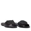 Beautiisoles By Robyn Shreiber Made In Italy Women's Adeline Black Leather Flat Sandal Comfortable & Sexy Work & Valentine Evening Slide In Black