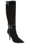 Beautiisoles By Robyn Shreiber Made In Italy Women's Alexis Black Suede Knee High Stiletto Boot Comfortable Sexy Work Valentine Evening In Black