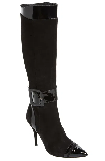 Beautiisoles By Robyn Shreiber Made In Italy Women's Alexis Black Suede Knee High Stiletto Boot Comfortable Sexy Work Valentine Evening