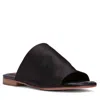 BEAUTIISOLES BY ROBYN SHREIBER MADE IN ITALY WOMEN'S APRIL BLACK SANDAL SLIDE COMFORTABLE STRETCH SATIN BEACH & WORK & EVENING FLAT MULE