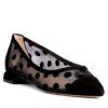 Beautiisoles By Robyn Shreiber Made In Italy Women's Blake Black Polka Dots Mesh Work Valentine Evening Comfortable Sexy Flat Ballerina In Black