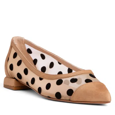 Beautiisoles By Robyn Shreiber Made In Italy Women's Blake Brown Polka Dots Mesh Work Evening Comfortable Sexy Flat Ballerina