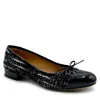 Beautiisoles By Robyn Shreiber Made In Italy Women's Blue Beatrice Navy Linen & Patent Leather Ballerina