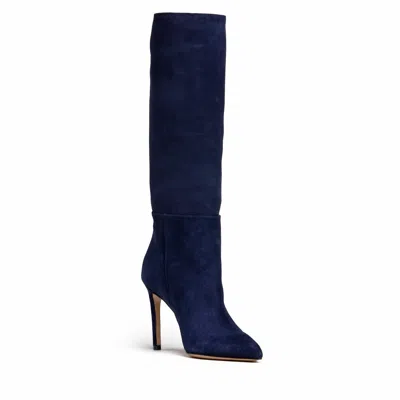 Beautiisoles By Robyn Shreiber Made In Italy Women's Blue Yara Navy Suede Comfortable Knee-high Evening Stiletto Boot