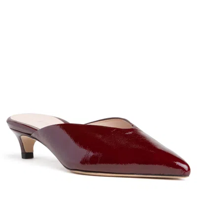 Beautiisoles By Robyn Shreiber Made In Italy Women's Brown / Red Gal Burgundy Leather Mule With Low Heel Comfortable For Evening &  Day Wear In Brown/red