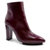 Beautiisoles By Robyn Shreiber Made In Italy Women's Brown / Red Tessa Burgundy Shiny Patent Leather Work Or Day Platfrom Chunky Heel Ankle Booti In Brown/red
