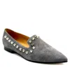 Beautiisoles By Robyn Shreiber Made In Italy Women's Celeste Grey Suede Flat Loafer Comfortable And Classy In Grey