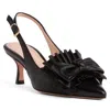 Beautiisoles By Robyn Shreiber Made In Italy Women's Fiorella Black Leather Pump Comfortable Valentine Dressy Work Medium Kitten Heel Slingback In Black