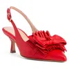 Beautiisoles By Robyn Shreiber Made In Italy Women's Fiorella Red Leather Valentine Pump Elegant Work & Evening Party Medium Kitten Heel Slingbac In Red