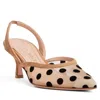 Beautiisoles By Robyn Shreiber Made In Italy Women's Flores Brown Mesh Polka Dots Comfortable Bridal Kitten Heel Work Evening Sandal In Brown