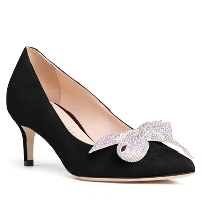 Beautiisoles By Robyn Shreiber Made In Italy Women's Frida Comfortable Black Valentine Evening Pump With Kitten Heel
