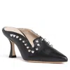 Beautiisoles By Robyn Shreiber Made In Italy Women's Georgia Black Leather Studded Comfortable Classsy Mule For Valentine Evening & Day Wear In Black