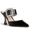 Beautiisoles By Robyn Shreiber Made In Italy Women's Georgina Black Croc Leather Mule Sexy & Dressy Comfortable For Valentine Evening & Party Wit In Black