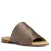 Beautiisoles By Robyn Shreiber Made In Italy Women's Green / Brown April Khaki Comfortable Flat Mule In Dressy Stretch Satin For Beach & Work In Green/brown