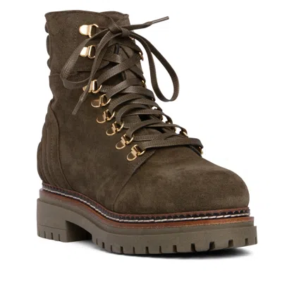 Beautiisoles By Robyn Shreiber Made In Italy Women's Green Ronnie Khaki Suede Comfortable Work Hiking Snow Bootie