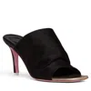 Beautiisoles By Robyn Shreiber Made In Italy Women's Lana Black Heeled Sandal In Dressy Comfortable Stretch Satin For Work Valentine Evening Part In Black