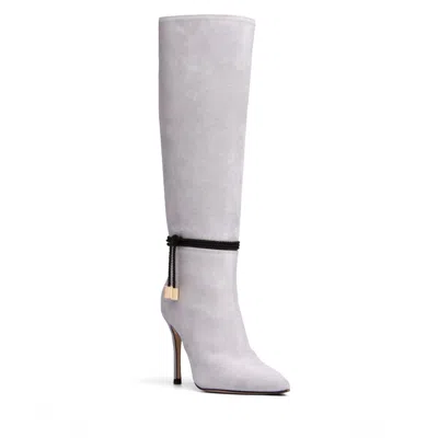 Beautiisoles By Robyn Shreiber Made In Italy Women's Lindsay Grey Suede Stiletto Tall Boot Comfortable & Elegant For Day & Night Wear
