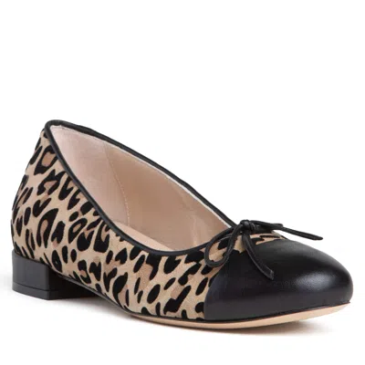 Beautiisoles By Robyn Shreiber Made In Italy Women's Neutrals / Black / Brown Beatrice Animal Printed Suede Comfortable Elegant Flat Ballerina In Black/brown