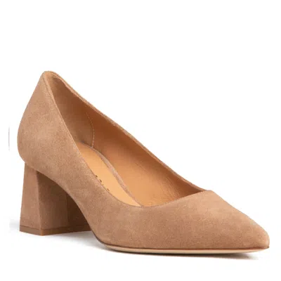 Beautiisoles By Robyn Shreiber Made In Italy Women's Neutrals / Brown Corina Camel Suede Block Low  Heel Pump For Evening Or Work